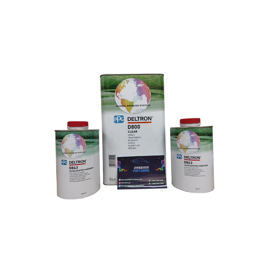 Kit Barniz PPG DELTRON D800 5 lt + 2 cata 2.5 lt